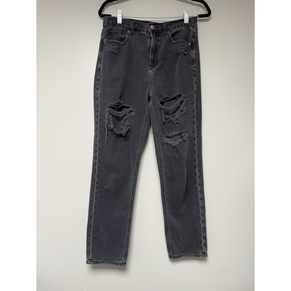 American Eagle Outfitters Mom Jeans Distressed Dark Wash Women's Size 8‎